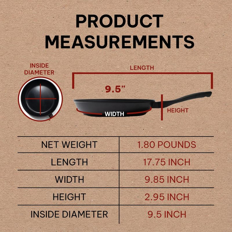 Alva Energy Ceramic Nonstick Frying Pan 8" & 9.5" Scratch Resistant, Healthy Cooking Pan, Non Toxic, Compatible with All Stovetops & Induction Safe