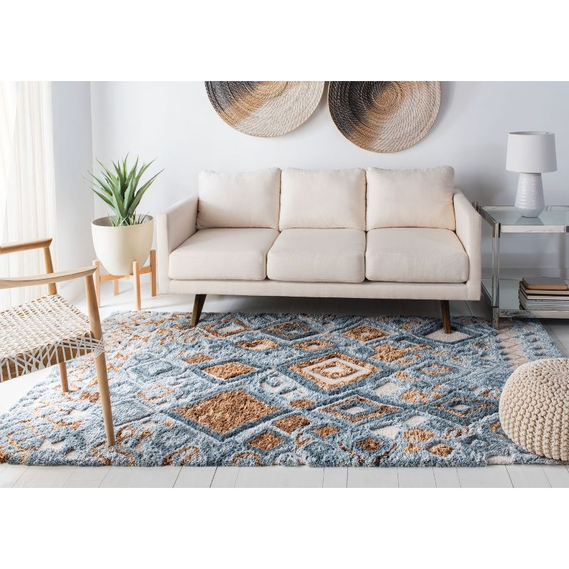 Casablanca Shag CSB618 Hand Tufted Indoor Area Rug - Grey/Gold - 4'x6' - Safavieh