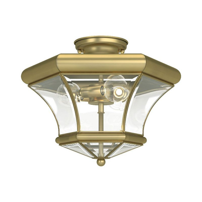 Livex Lighting Monterey 3 - Light Flush Mount in  Antique Brass