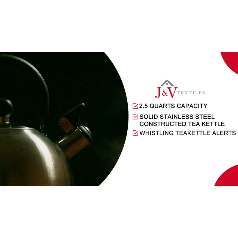 J&V TEXTILES Stainless Steel Whistling Tea Kettle, 2.5-Quart