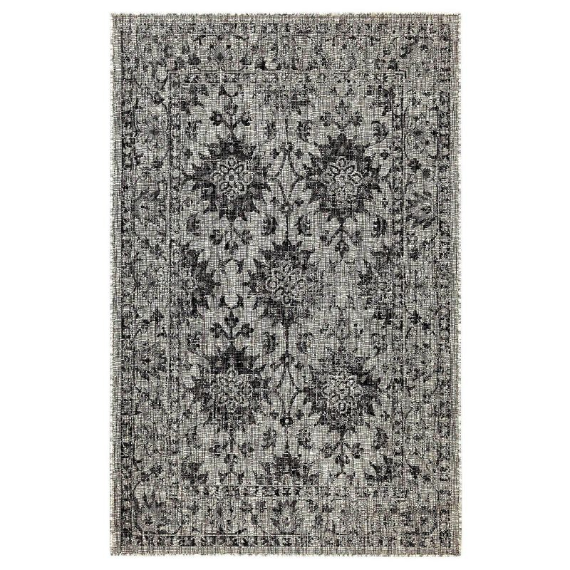 Liora Manne Carmel Vintage Floral Indoor/Outdoor Rug Black 7'10" x 9'10"