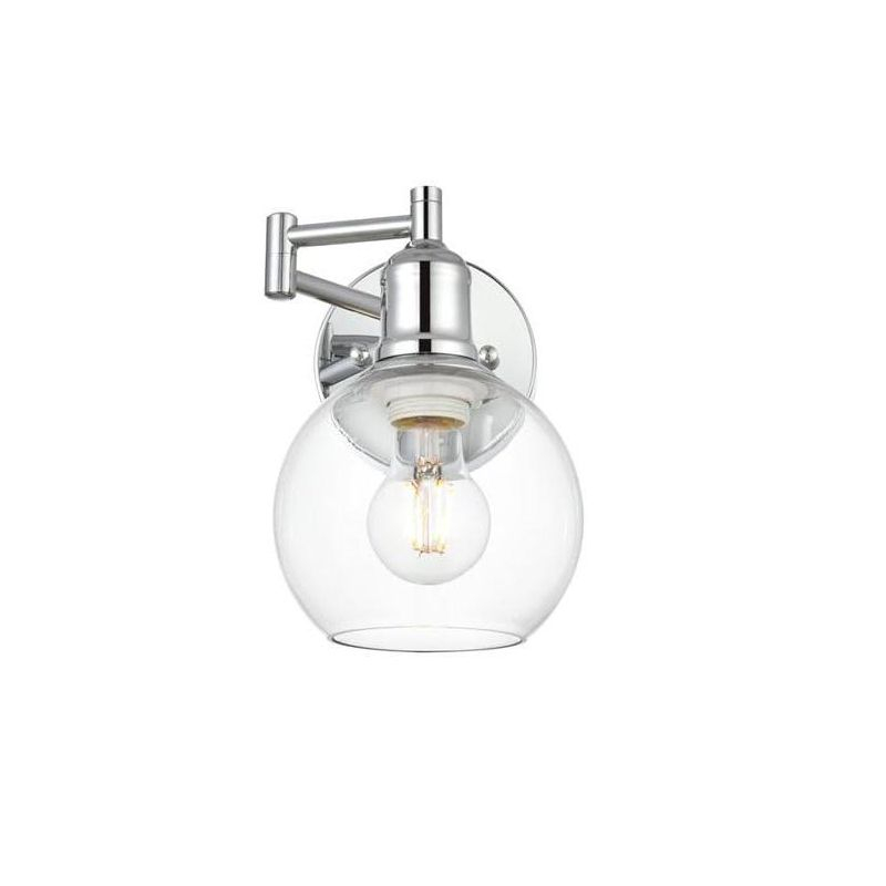 Elegant Lighting Davian 1 light Chrome and Clear swing arm wall sconce