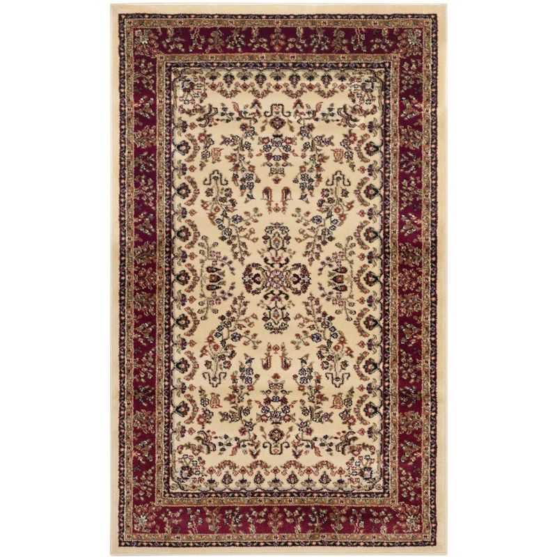 Lyndhurst Sarouk LNH331 Power Loomed Area Rug - Ivory/Red - 4'x6' - Safavieh