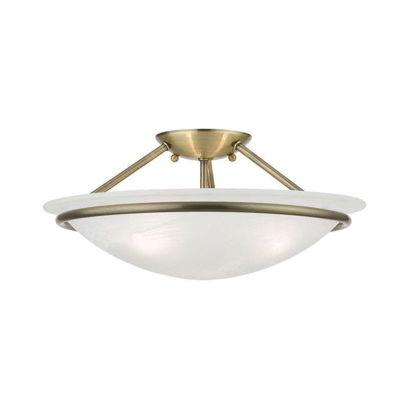 Livex Lighting Newburgh 3 - Light Semi-Flush Mount in  Antique Brass