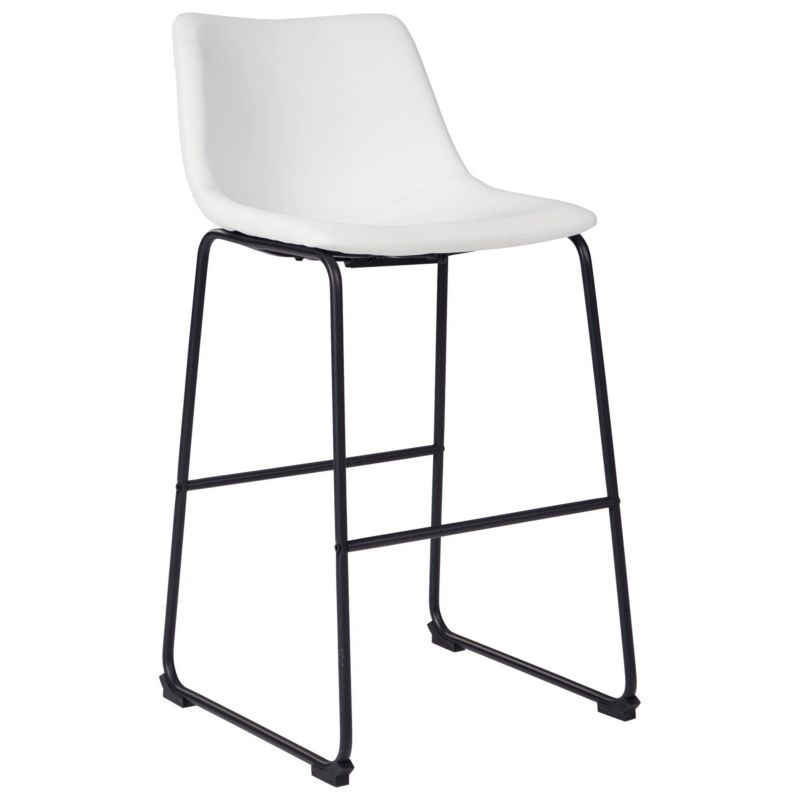 Centiar Pub Height Barstool White: Vintage Faux Leather, Metal Base - Signature Design by Ashley