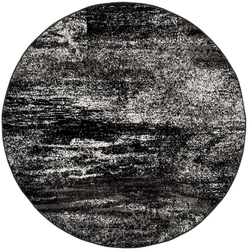 Adirondack ADR112 Machine Made Indoor Area Rug - Silver/Black - 9' Round - Safavieh