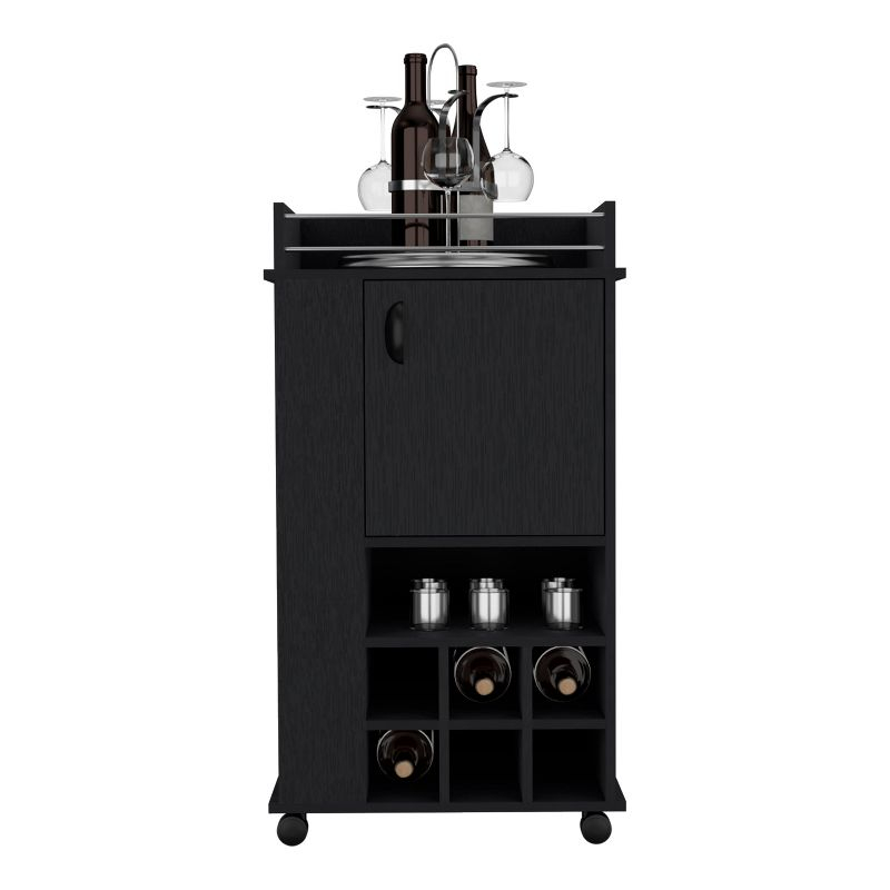 Depot E-Shop Bar Cart with 6 Built-in Wine Rack and Casters