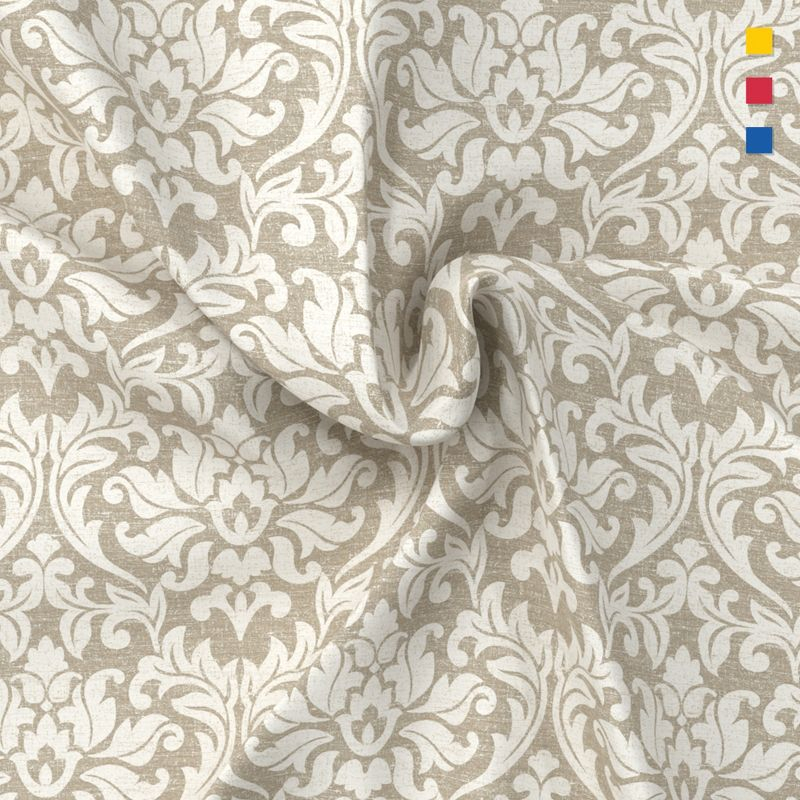 Color Sense 100% Cotton Percale Cool & Crisp 4-Piece Sheet Set Full Addison Damask Linen