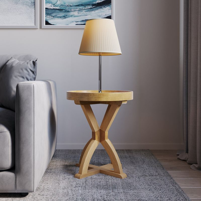 Side Table - Mango Wood Pedestal Table for Couch, Loveseat, Entryway, or Bed - Farmhouse Living Room Furniture by Lavish Home (Natural)