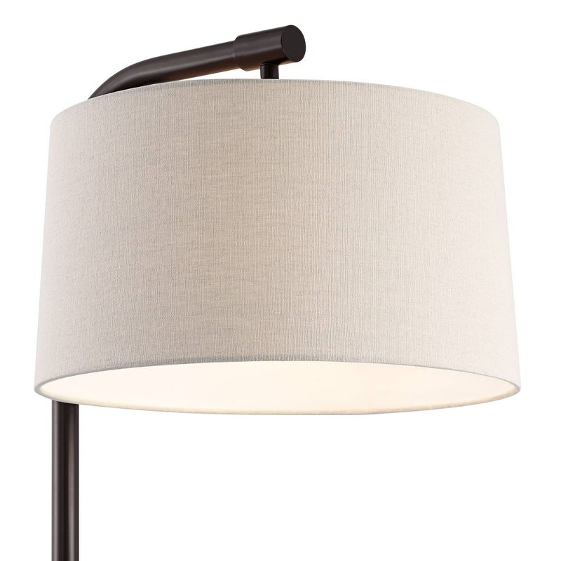 360 Lighting Serra Modern 64" Tall Standing Floor Lamp Curved Chairside Arc Offset Arm Foot Switch Art Deco Brown Dark Bronze Finish Living Room House