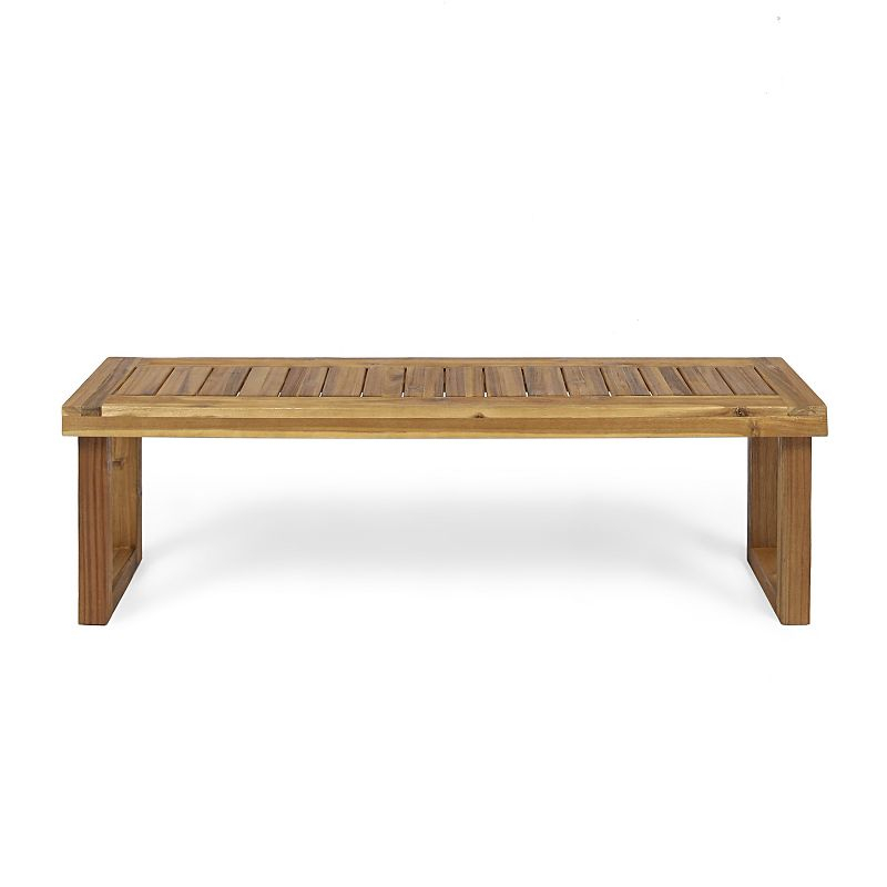 GDFStudio Josette Outdoor Acacia Wood Dining Bench, Sandblasted Natural Brown