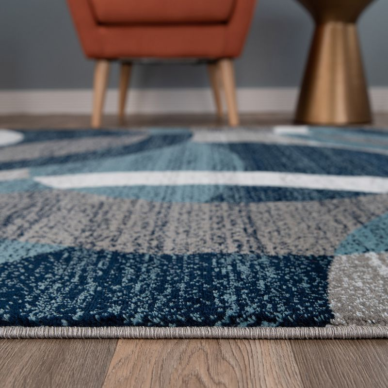 World Rug Gallery Geometric Circles Blue 5'3" x 7'3" Area Rug