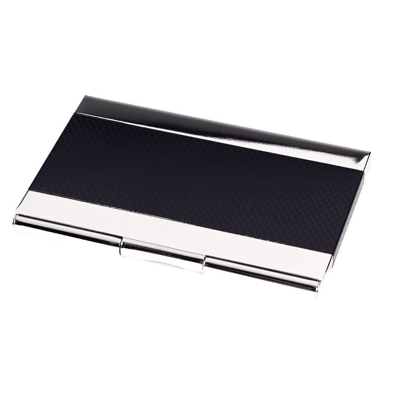 Bey-Berk Nickel Plated Business Card Case with Black Anodized Trim 2.5" x 3.85" Nickel/Black (D269B)