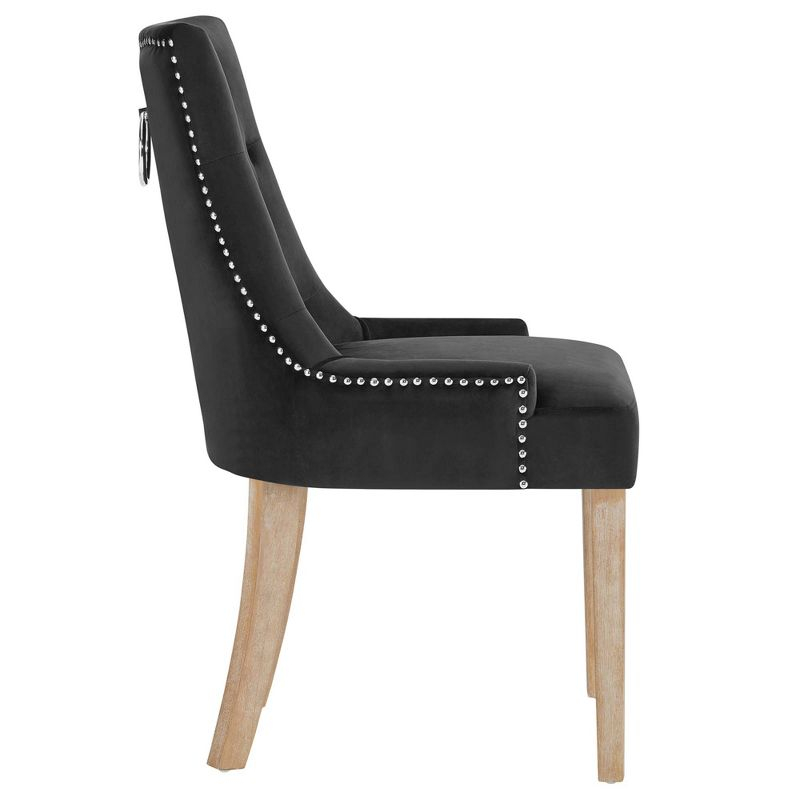 Modway Pose Tufted Performance Velvet Upholstered Dining Chair with Nailhead Trim in Black