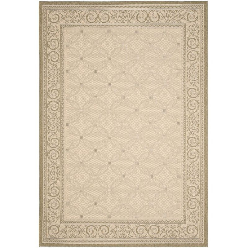 Courtyard CY1502 Power Loomed Indoor and Outdoor Area Rug - Natural/Olive - 5'3"x7'7" - Safavieh