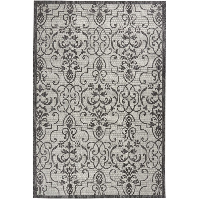 Nourison Garden Party GRD04 Indoor/outdoor Area Rug - Ivory/Charcoal 7' x 10'