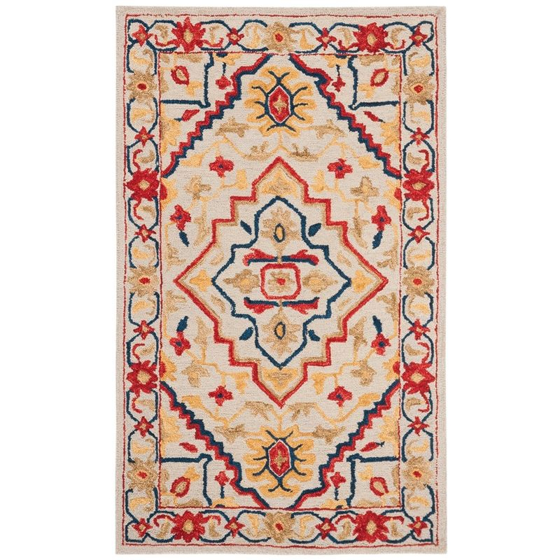 Aspen APN705 Hand Tufted Accent Rug - Ivory/Multi - 3'x5' - Safavieh.