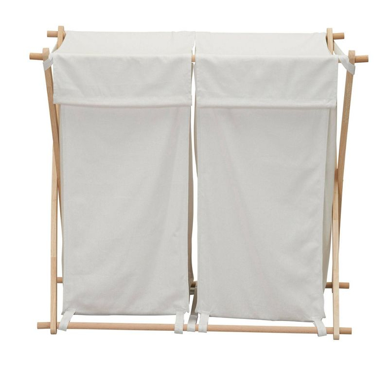 Household Essentials Wood X-Frame Double Sorter White: Removable Liner, 40 lb Capacity, Clothes Drying Rack
