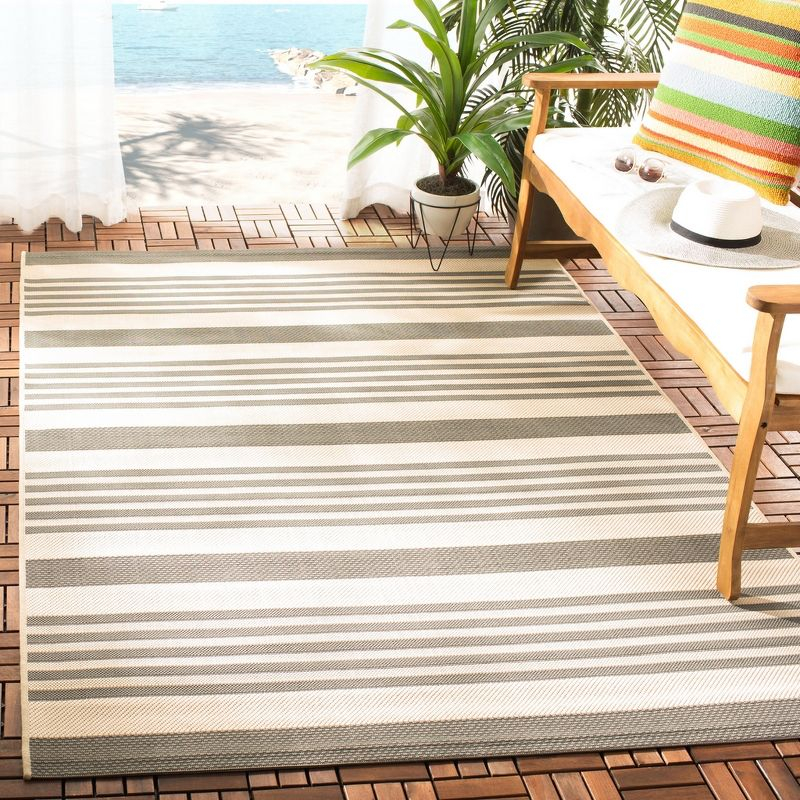 Courtyard CY6062 Power Loomed Indoor/Outdoor Area Rug - Grey/Bone - 6'7"x9'6" - Safavieh.
