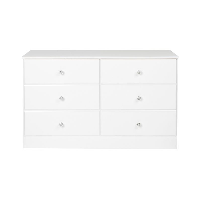Astrid 6 Drawer Dresser White - Prepac: Laminated Wood Composite, Easy-Glide, Safety Stops