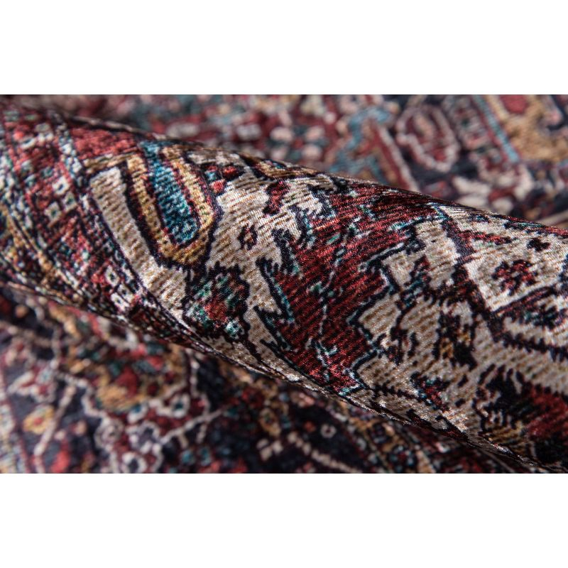Momeni 8'x10' Karachi Aster Medallion Machine Loomed Area Rug Burgundy: Classic Rectangle, Low Pile, Indoor Use
