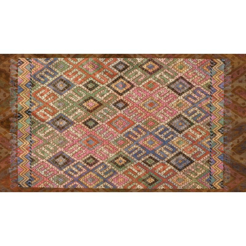 Momeni 5'x8' Geometric Tufted Area Rug: Wool, Multicolor, Contemporary, Handmade, Low Pile, Indoor Use