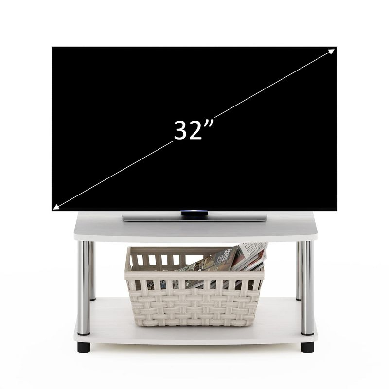 Furinno Industrial No Tools Elevated TV Stands with 2-tier Open Storage Shelves TV Console for TVs up to 25 inch White Oak