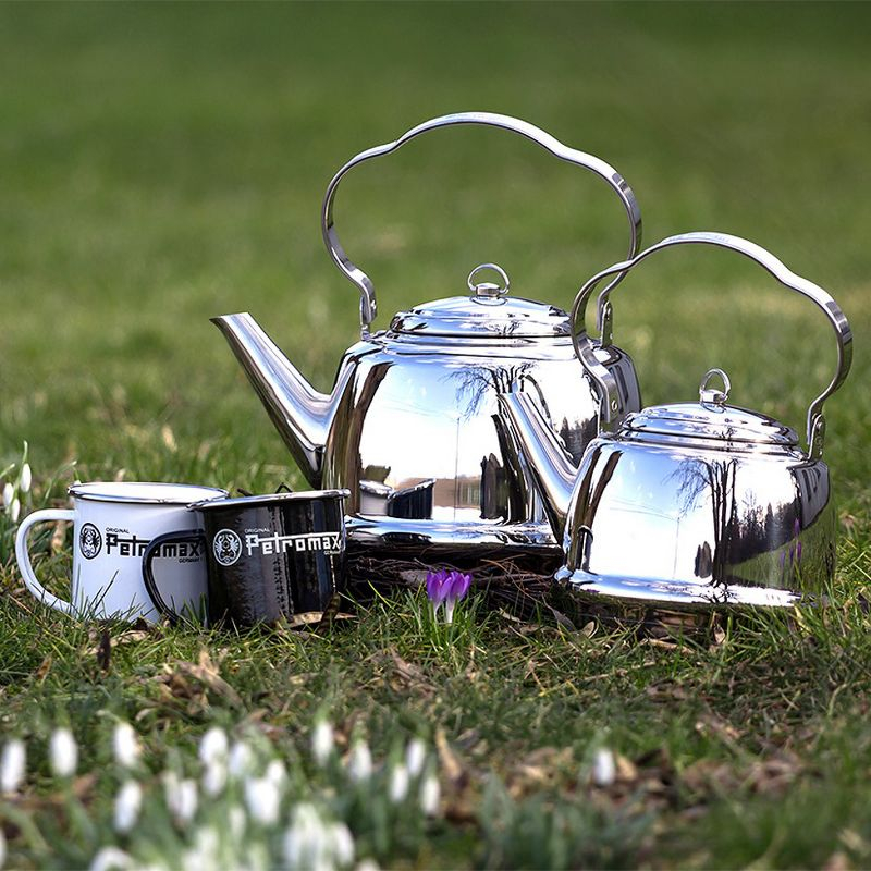 Petromax Stainless Steel Teakettle for Indoor/Outdoor Use Over an Open Campfire or in your Kitchen, Holds Up to 3.2 Qt
