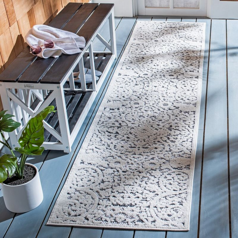 Cabana CBN656 Power Loomed Indoor and Outdoor Runner Rug - Ivory/Grey - 2'2"x7' - Safavieh.