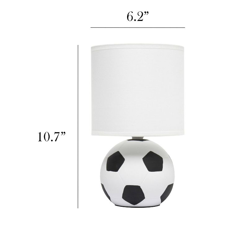 Simple Designs 10.7" Sports Lite Mini Soccer Table Lamp Mancave White and Black