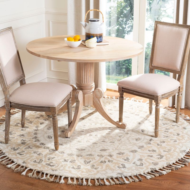 Blossom BLM459 Hand Tufted Indoor Area Rug - Ivory/Taupe - 6' Round - Safavieh