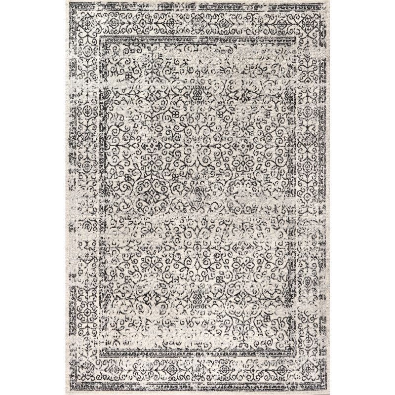 4'x6' Ferro Filigree Charcoal Black and White Area Rug, Gray/Black - JONATHAN Y