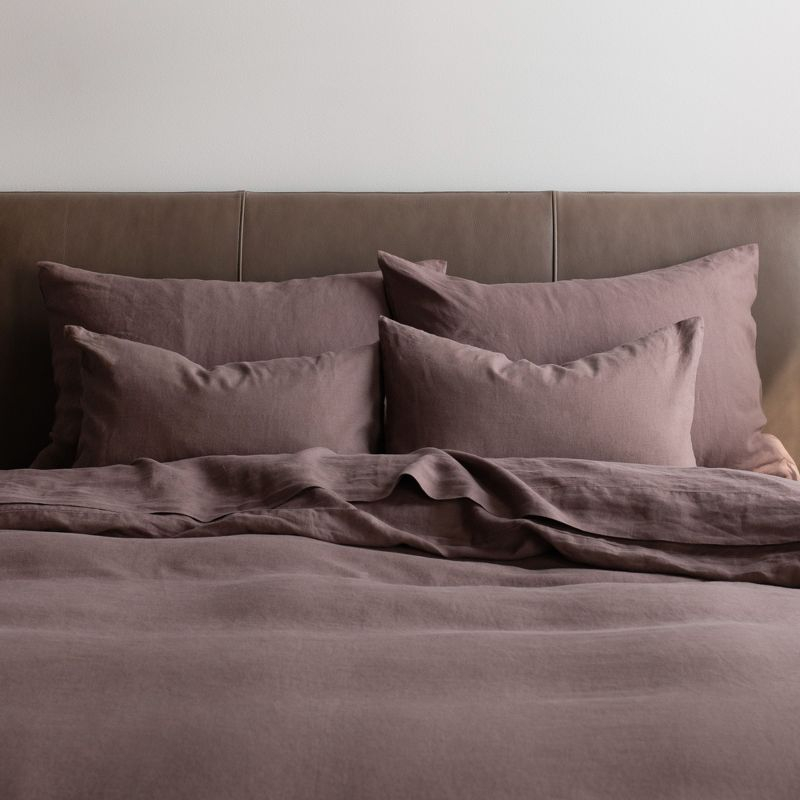 French Linen Decorative Throw Pillow - 22" x 15" - Clove | Bokser Home