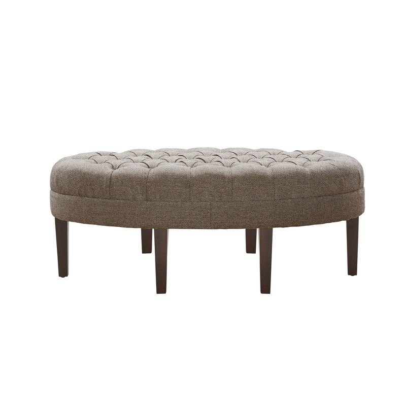 Madison Park Matthew Surfboard Tufted Ottoman Brown: Madison Park Upholstered Oval Bench, Polyester, Foam Filled