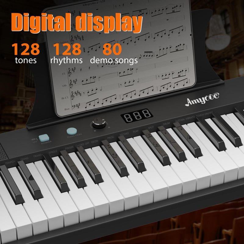 Garvee 61 Key Keyboard Piano, Protable Electric Semi-Weighted Piano Keyboard for Beginner/Professional, Built In Speakers, Pedal, for Christmas Gift