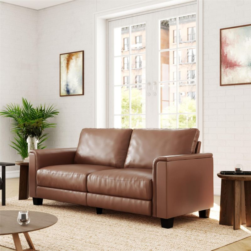 DHP Colton 3-Seater Upholstered Sofa, Camel Faux Leather