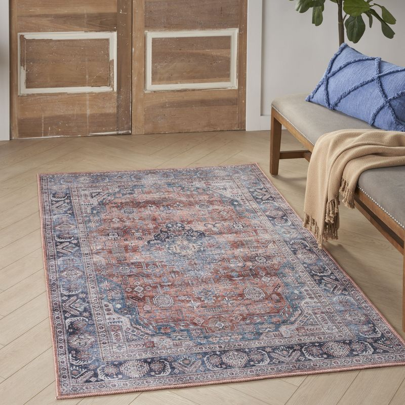 Nourison Washable Brilliance 4' x 6' Blue/Multi Vintage Indoor Rug