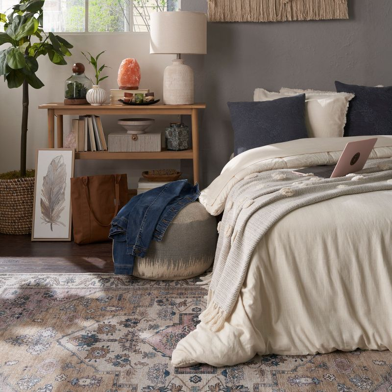 Nourison Washable Brilliance Medallion Indoor Rug Beige Multicolor 4' x 6'