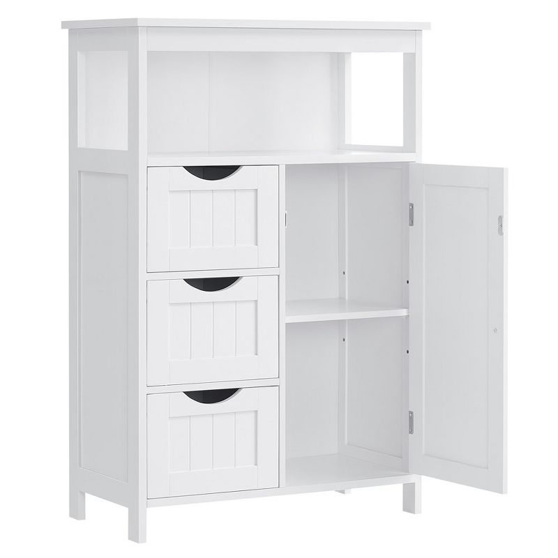 VASAGLE Bathroom Floor Storage Cabinet, Bathroom Storage Unit with 3 Drawers, Bathroom Cabinet Freestanding, Adjustable Shelf ,White