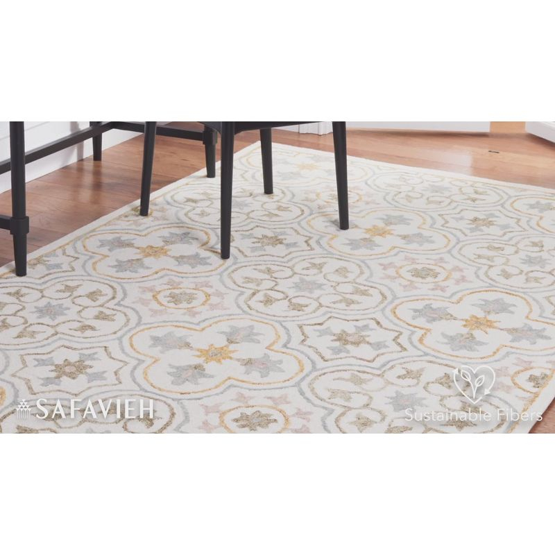 Micro-Loop MLP381 Hand Tufted Indoor Area Rug - Ivory/Grey - 5'x5' - Safavieh