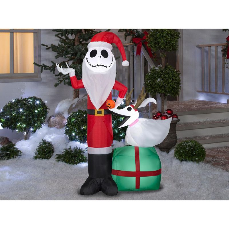 Gemmy Industries 5 Foot The Nightmare Before Christmas Jack Skellington and Zero Light Up Inflatable Lawn Decoration