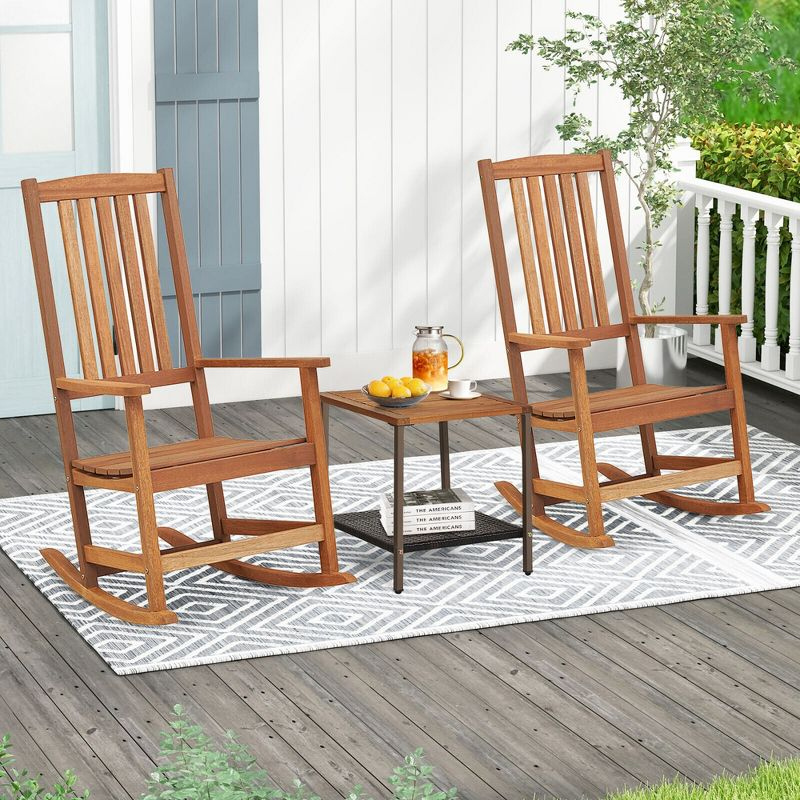 Tangkula Rocking Chair High-Back Outdoor Rocker with Smooth Rocking Base for Backyard