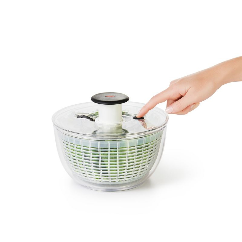 OXO Little Salad And Herb Spinner: Small Dishwasher-Safe Lettuce Spinner, 2.9 Qt Capacity, Stainless Steel & Plastic