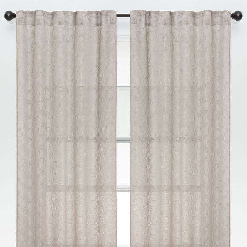Chanasya 2pk Diamond Textured Semi Sheer Window Curtain Panels - Set of 2 - 52 x 84 Inches Long - Taupe