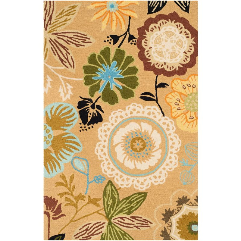 Four Seasons FRS472 Hand Hooked Area Rug - Taupe/Multi - 3'6"x5'6" - Safavieh.