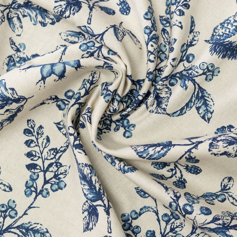 Ricardo Waverly Gardens Rod Pocket Tailored Pair w/Tiebacks 84x54 Indigo