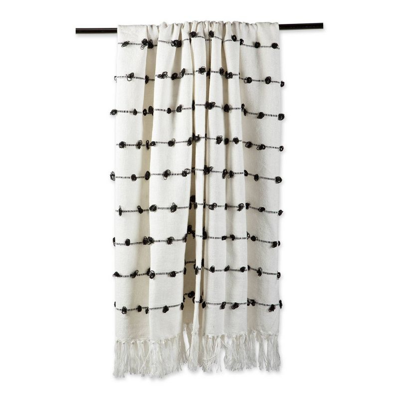 50"x60" Woven Loop Throw Blanket Off-White - Design Imports: Cotton, Hypoallergenic, Machine Washable