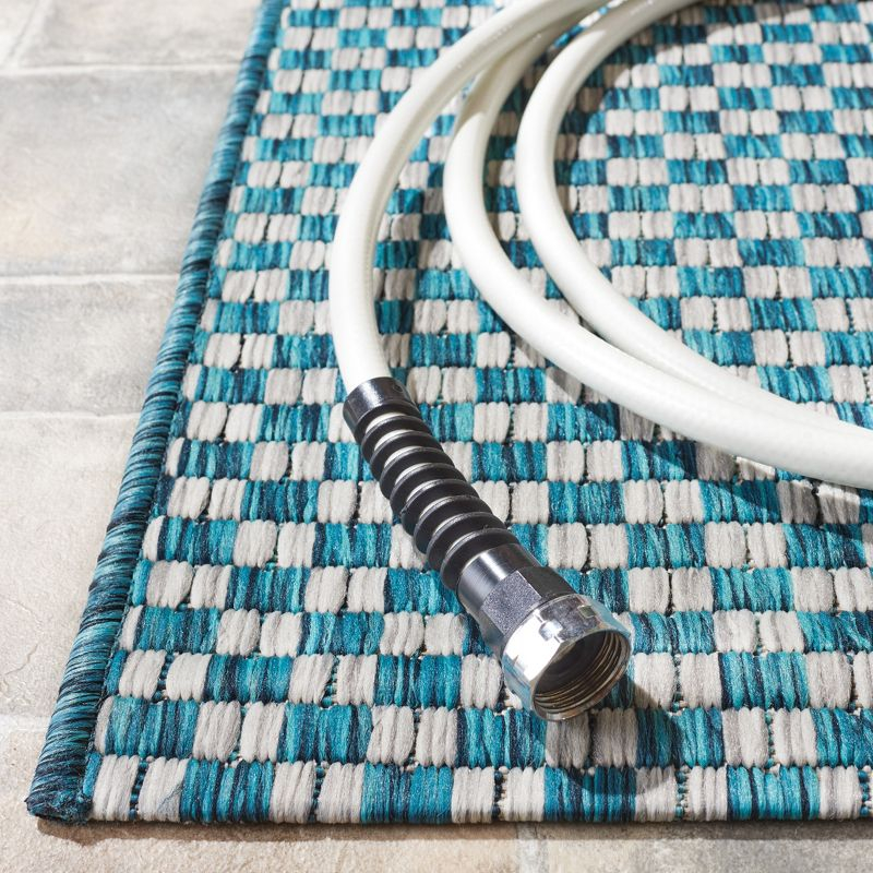 Courtyard CY8653 Power Loomed Indoor and Outdoor Area Rug - Turquoise/Light Grey - 5'3"x7'7" - Safavieh