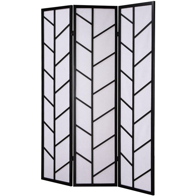 Roundhill Furniture 3-Panel Climbing Screen Room Divider, Black