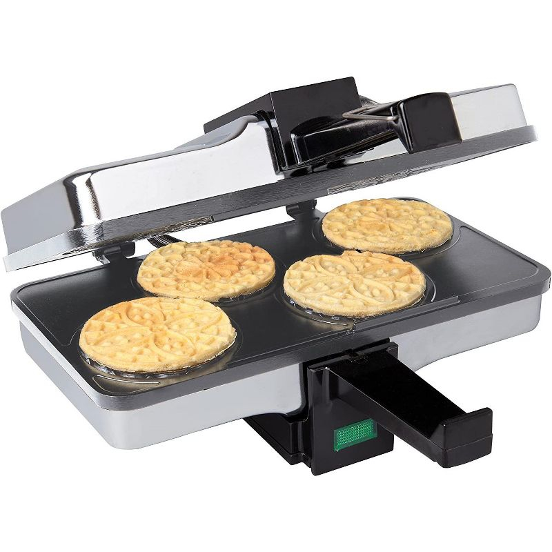 CucinaPro Piccolo Pizzelle Baker- Nonstick Electric Press Makes 4 Mini Cookies at Once w Recipe Guide - Fun Baking Supplies for Parties & Desserts